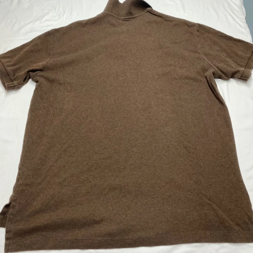 Polo Ralph Lauren Mens XL Brown Cotton Short Sleeve Polo Shirt Green Pony Logo